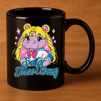 Sailor Moo Deng Funny Hippo Moo Deng Cute 11oz C Handle Ceramic Mug