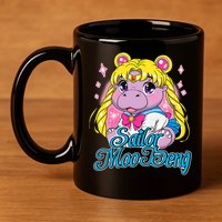 Sailor Moo Deng Funny Hippo Moo Deng Cute 11oz C Handle Ceramic Mug