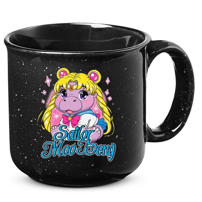 Sailor Moo Deng Funny Hippo Moo Deng Cute 15oz Campfire Ceramic Mug
