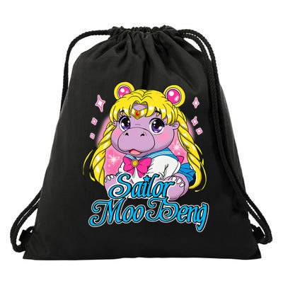 Sailor Moo Deng Funny Hippo Moo Deng Cute Drawstring Bag