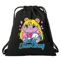 Sailor Moo Deng Funny Hippo Moo Deng Cute Drawstring Bag