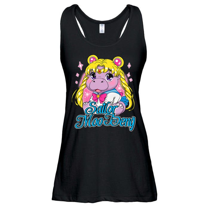 Sailor Moo Deng Funny Hippo Moo Deng Cute Ladies Essential Flowy Tank