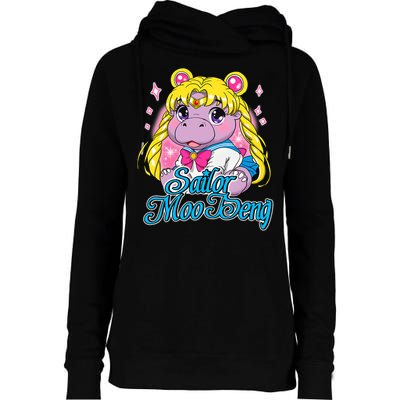 Sailor Moo Deng Funny Hippo Moo Deng Cute Womens Funnel Neck Pullover Hood