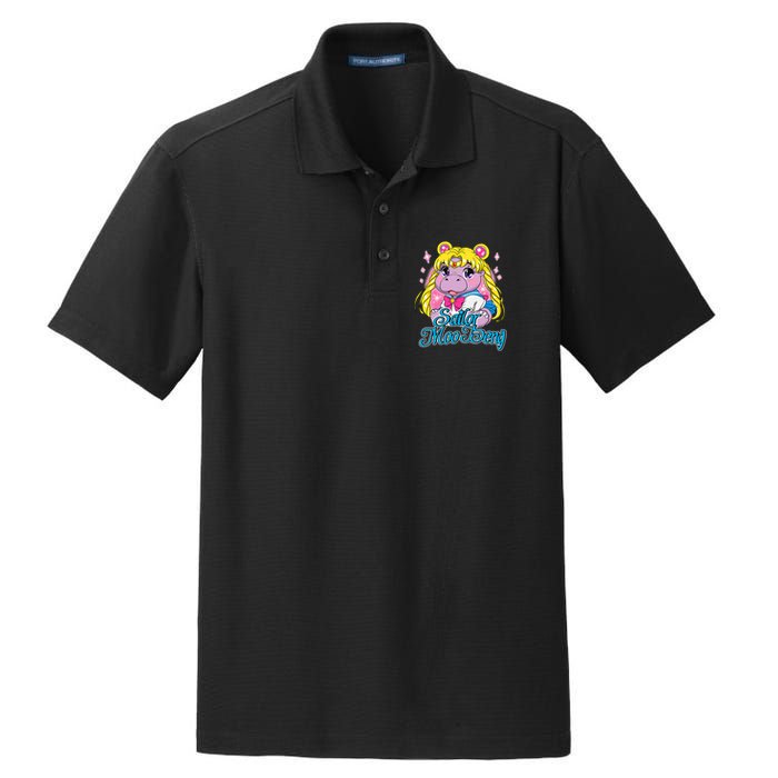 Sailor Moo Deng Funny Hippo Moo Deng Cute Dry Zone Grid Polo