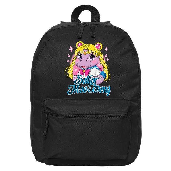 Sailor Moo Deng Funny Hippo Moo Deng Cute 16 in Basic Backpack