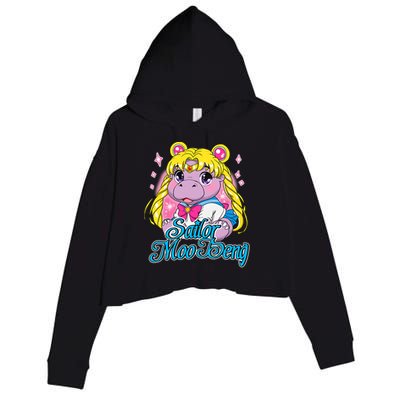 Sailor Moo Deng Funny Hippo Moo Deng Cute Crop Fleece Hoodie