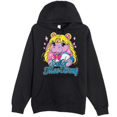 Sailor Moo Deng Funny Hippo Moo Deng Cute Premium Pullover Hoodie