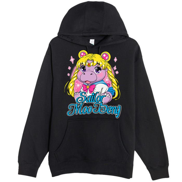 Sailor Moo Deng Funny Hippo Moo Deng Cute Premium Pullover Hoodie