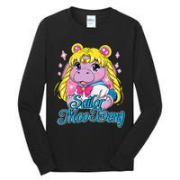 Sailor Moo Deng Funny Hippo Moo Deng Cute Tall Long Sleeve T-Shirt