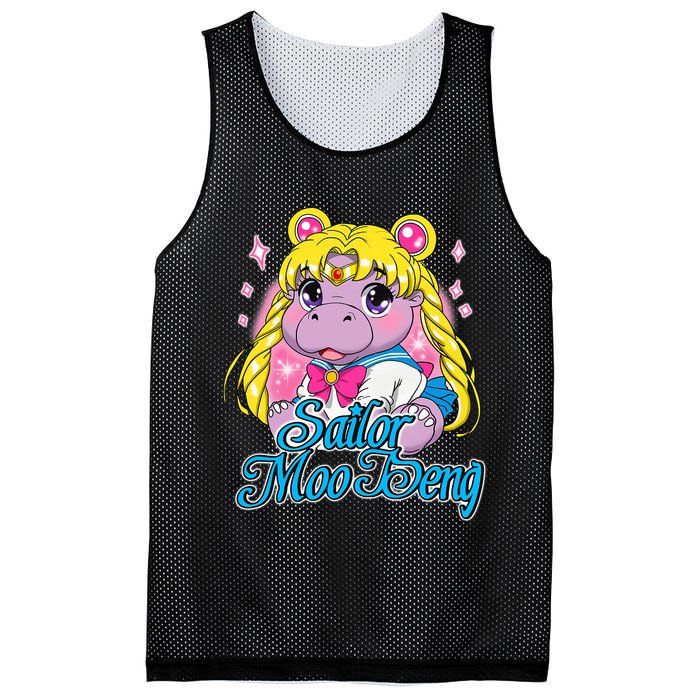 Sailor Moo Deng Funny Hippo Moo Deng Cute Mesh Reversible Basketball Jersey Tank
