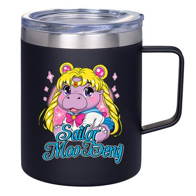Sailor Moo Deng Funny Hippo Moo Deng Cute 12oz Stainless Steel Coffee Mug
