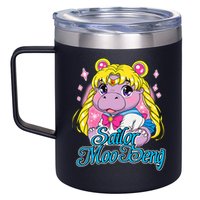 Sailor Moo Deng Funny Hippo Moo Deng Cute 12oz Stainless Steel Coffee Mug