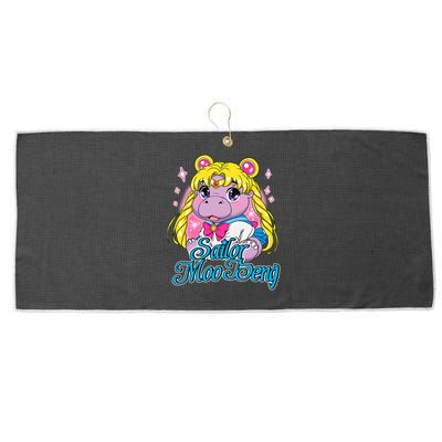 Sailor Moo Deng Funny Hippo Moo Deng Cute Large Microfiber Waffle Golf Towel