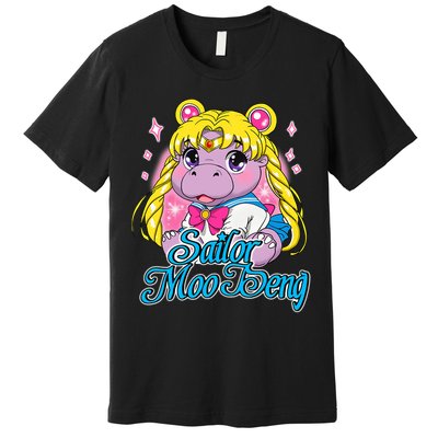 Sailor Moo Deng Funny Hippo Moo Deng Cute Premium T-Shirt