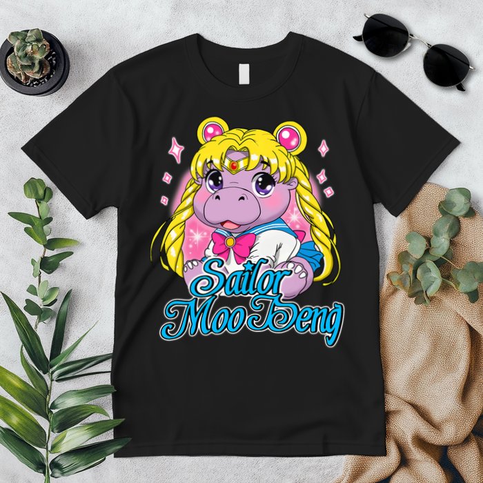 Sailor Moo Deng Funny Hippo Moo Deng Cute Premium T-Shirt