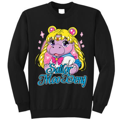 Sailor Moo Deng Funny Hippo Moo Deng Cute Tall Sweatshirt