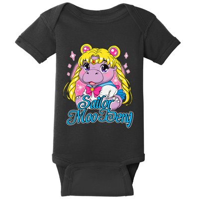 Sailor Moo Deng Funny Hippo Moo Deng Cute Baby Bodysuit