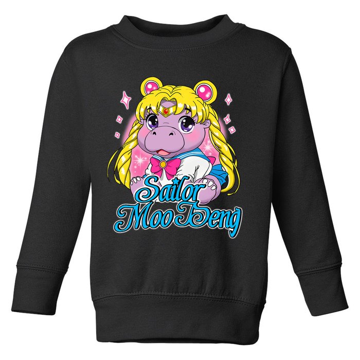 Sailor Moo Deng Funny Hippo Moo Deng Cute Toddler Sweatshirt