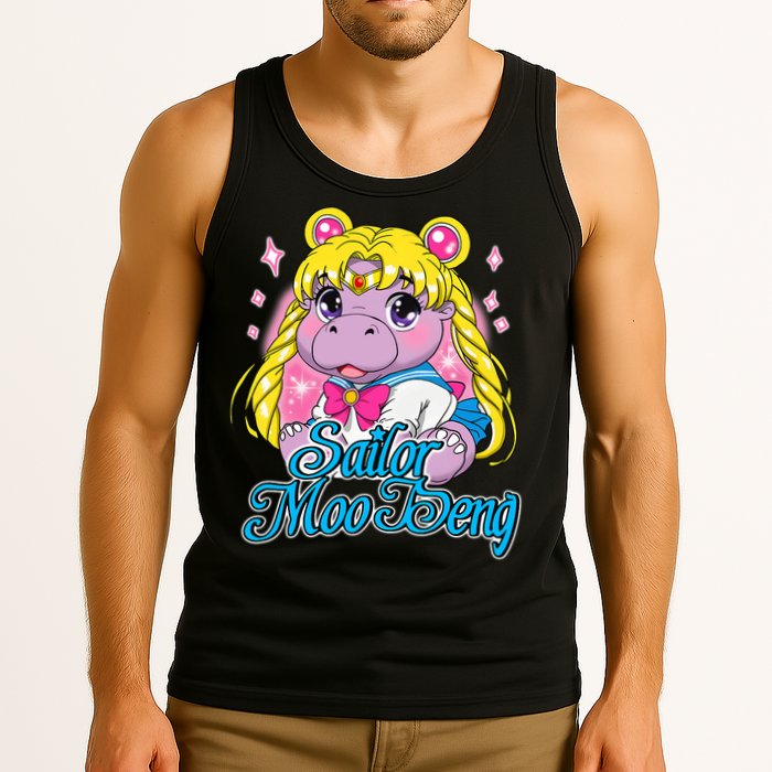 Sailor Moo Deng Funny Hippo Moo Deng Cute Tank Top