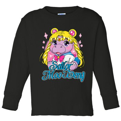 Sailor Moo Deng Funny Hippo Moo Deng Cute Toddler Long Sleeve Shirt