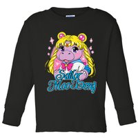 Sailor Moo Deng Funny Hippo Moo Deng Cute Toddler Long Sleeve Shirt