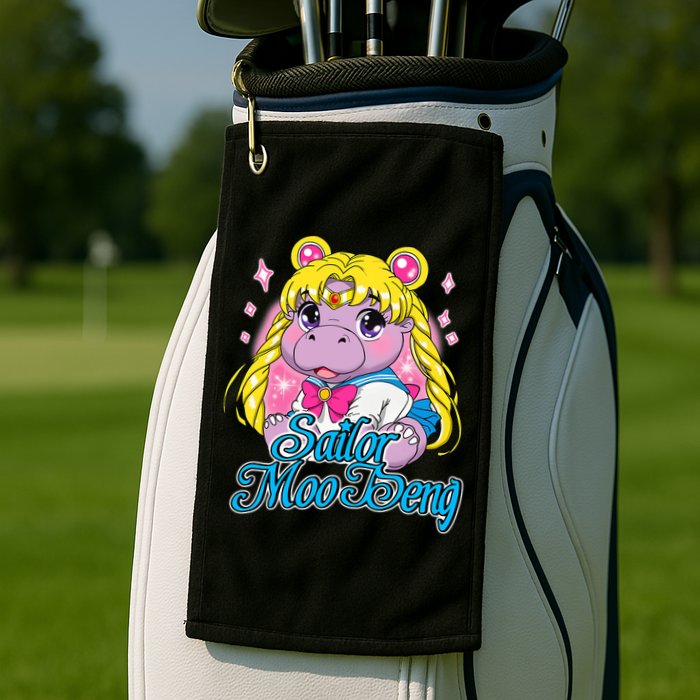 Sailor Moo Deng Funny Hippo Moo Deng Cute Golf Towel