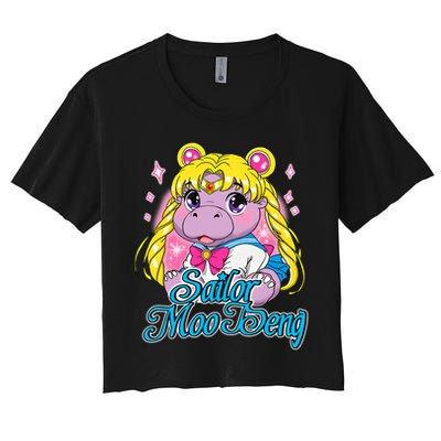 Sailor Moo Deng Funny Hippo Moo Deng Cute Crop Top