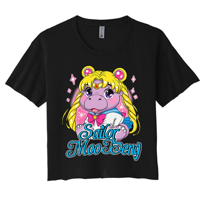 Sailor Moo Deng Funny Hippo Moo Deng Cute Crop Top