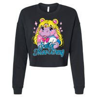 Sailor Moo Deng Funny Hippo Moo Deng Cute Cropped Pullover Crew