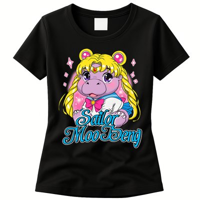 Sailor Moo Deng Funny Hippo Moo Deng Cute Womens T-Shirt
