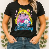 Sailor Moo Deng Funny Hippo Moo Deng Cute Womens T-Shirt