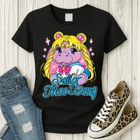Sailor Moo Deng Funny Hippo Moo Deng Cute Womens T-Shirt