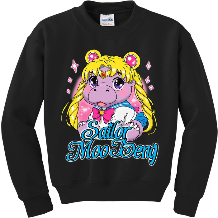 Sailor Moo Deng Funny Hippo Moo Deng Cute Kids Sweatshirt