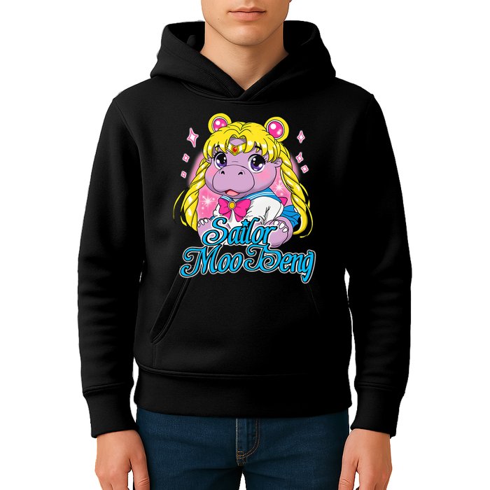 Sailor Moo Deng Funny Hippo Moo Deng Cute Kids Hoodie