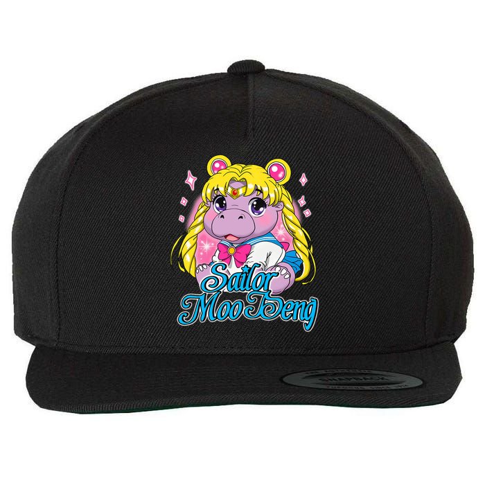 Sailor Moo Deng Funny Hippo Moo Deng Cute Wool Snapback Cap