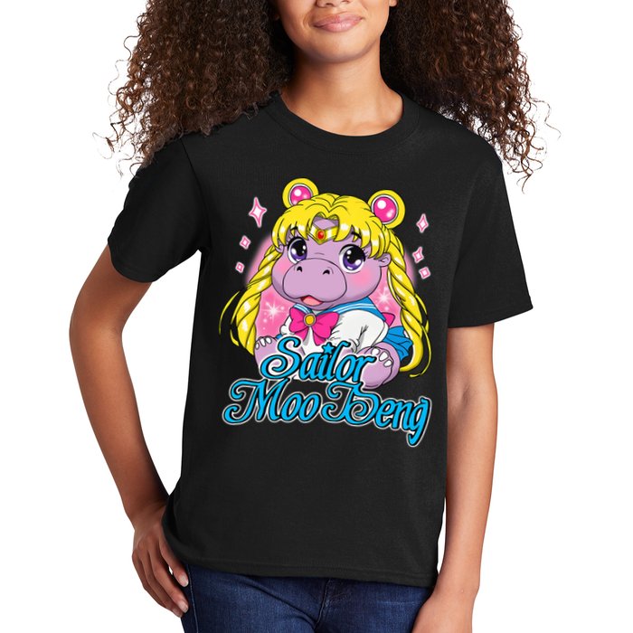 Sailor Moo Deng Funny Hippo Moo Deng Cute Kids T-Shirt