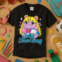 Sailor Moo Deng Funny Hippo Moo Deng Cute Kids T-Shirt