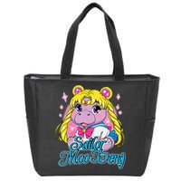 Sailor Moo Deng Funny Hippo Moo Deng Cute Zip Tote Bag