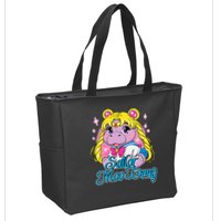 Sailor Moo Deng Funny Hippo Moo Deng Cute Zip Tote Bag
