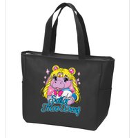 Sailor Moo Deng Funny Hippo Moo Deng Cute Zip Tote Bag