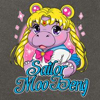 Sailor Moo Deng Funny Hippo Moo Deng Cute Cotton Canvas Backpack