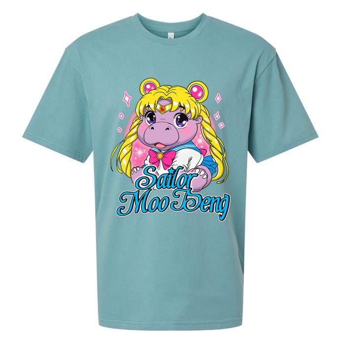 Sailor Moo Deng Funny Hippo Moo Deng Cute Sueded Cloud Jersey T-Shirt