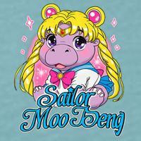 Sailor Moo Deng Funny Hippo Moo Deng Cute Sueded Cloud Jersey T-Shirt