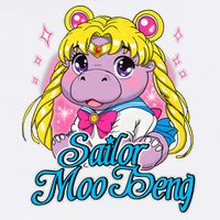 Sailor Moo Deng Funny Hippo Moo Deng Cute Garment-Dyed Sweatshirt