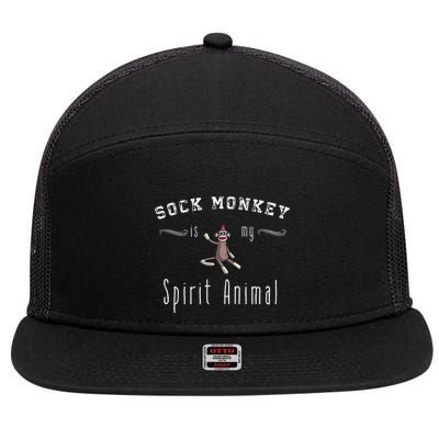 Sock Monkey Design My Spirit Animal Funny Sock Monkey Gifts 7 Panel Mesh Trucker Snapback Hat