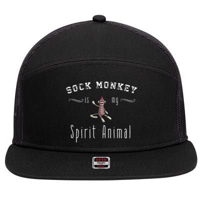 Sock Monkey Design My Spirit Animal Funny Sock Monkey Gifts 7 Panel Mesh Trucker Snapback Hat