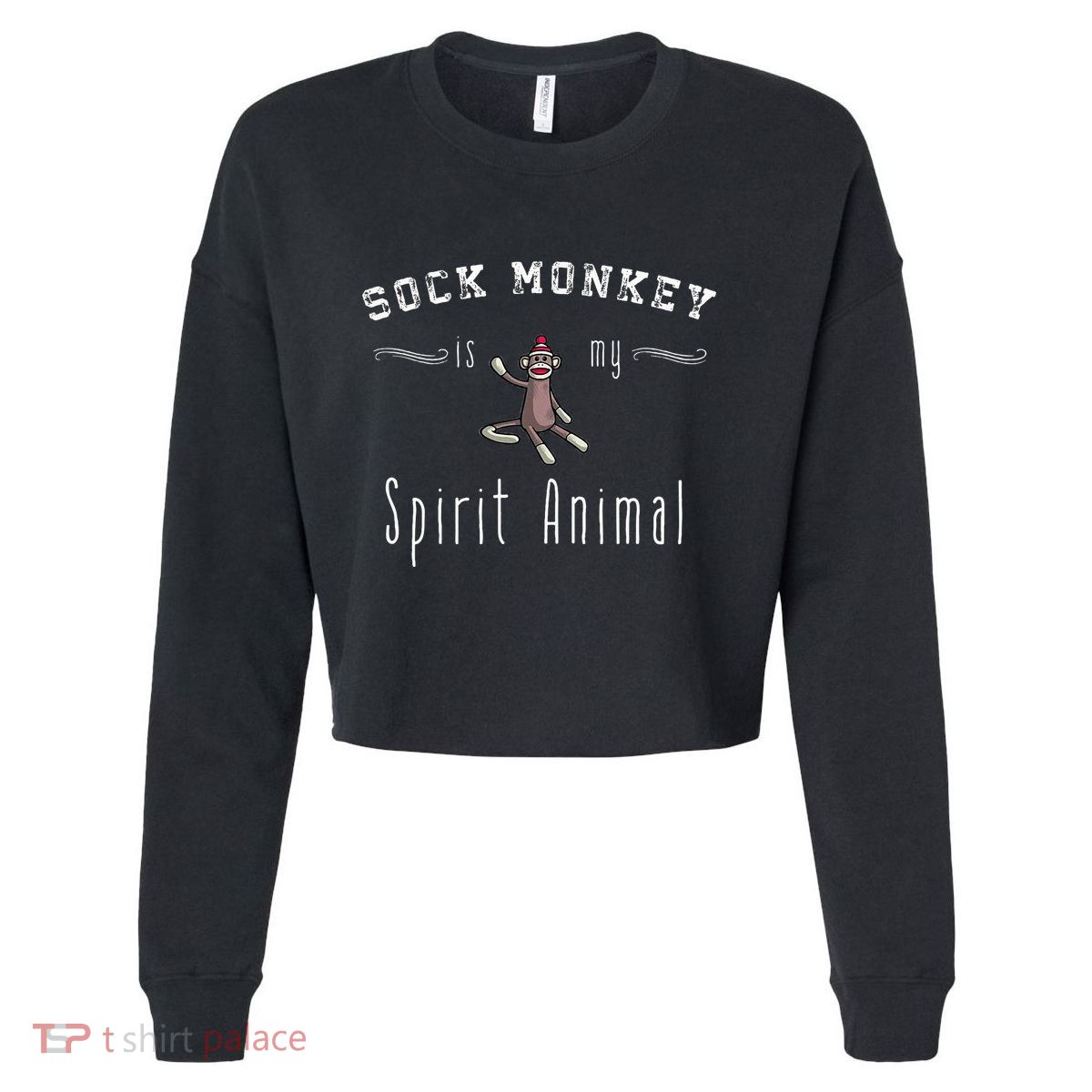 Sock Monkey Design My Spirit Animal Funny Sock Monkey Gifts Cropped Pullover Crew