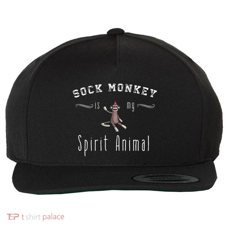 Sock Monkey Design My Spirit Animal Funny Sock Monkey Gifts Wool Snapback Cap