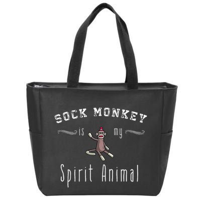 Sock Monkey Design My Spirit Animal Funny Sock Monkey Gifts Zip Tote Bag
