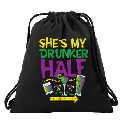 SheS My Drunker Half Matching Couple Boyfriend Mardi Gras Drawstring Bag